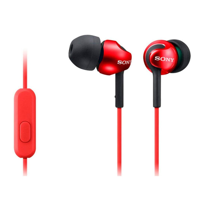 SONY MDR-EX110AP ROJOS AURICULARES DE BOTÓN DE DISEÑO Y ALTA CALIDAD