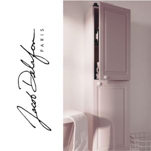 Pack meuble vasque Cléo 1889 rose velours + colonne droite + miroir + mitigeur or