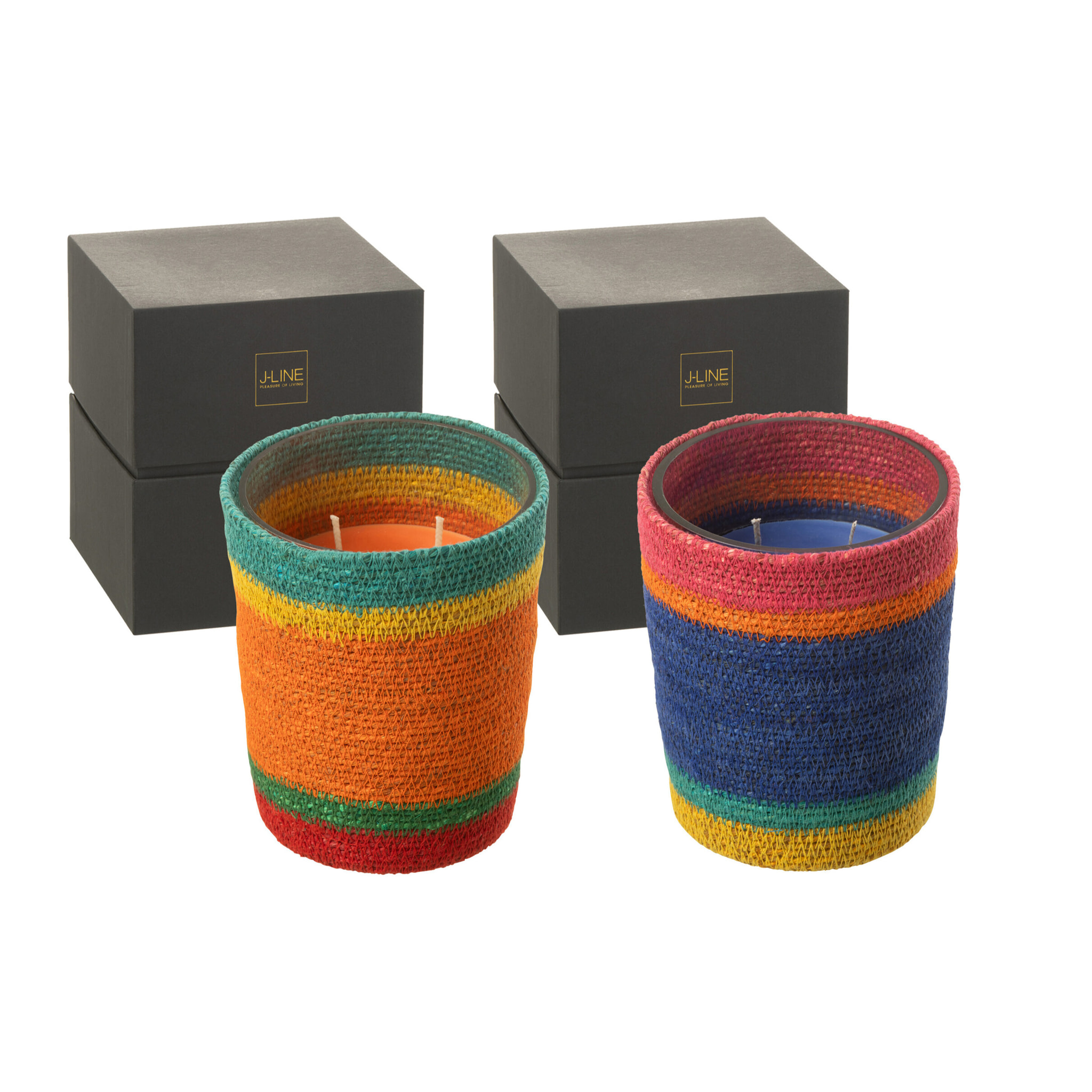 J-Line bougie parfumée Panier - Woody Aurora - mix - medium - 2 pcs - 55H