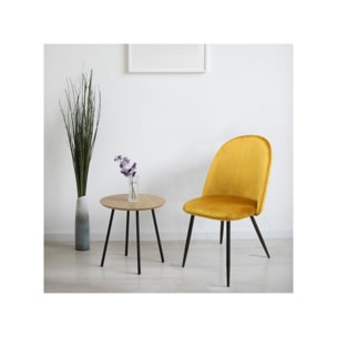 Chaise en velours dossier capitonné pieds métal Noir- SANSA