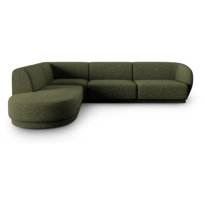 Canapé d'angle gauche "Lionel" 5 places en chenille vert chiné