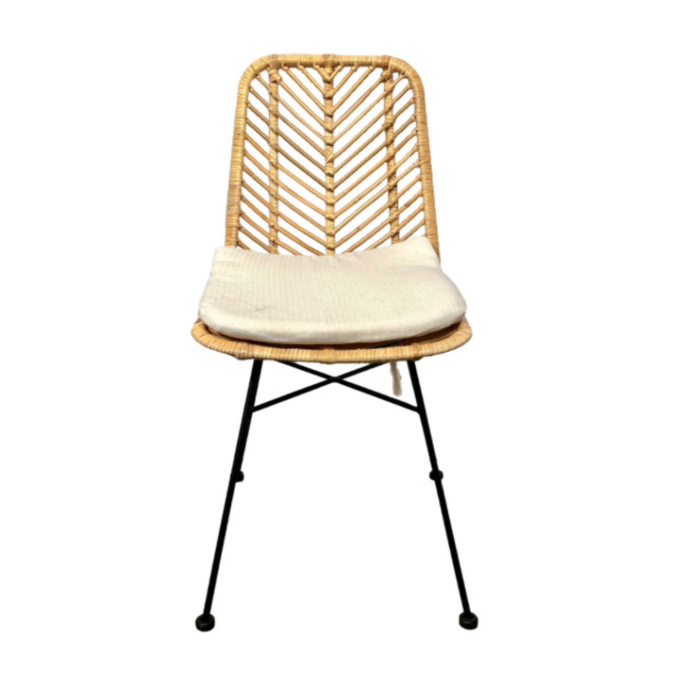 Chaise en rotin naturel tressé avec coussin blanc – RATTAN 2