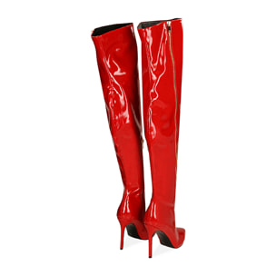 Botas altas de naplack rojo, tacón 10,5 cm