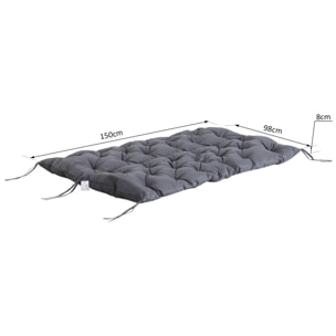 Coussin matelas assise dossier pour banc de jardin balancelle canapé 3 places grand confort 150 x 98 x 8 cm gris