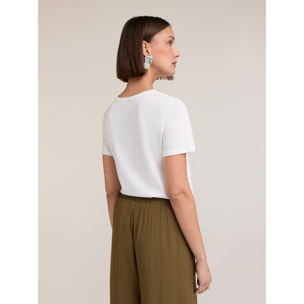 Motivi - Camiseta con bordado de lentejuelas - Blanco