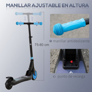 Patinete Eléctrico para Niños de +6 Años Plegable con Altura Ajustable Azul