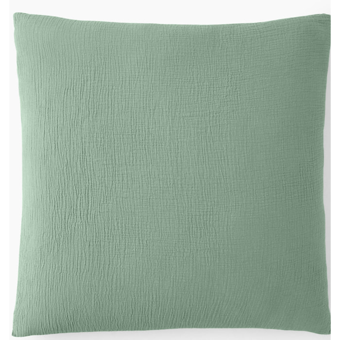 Paire de Taies d'oreiller gaze de coton vert givrée