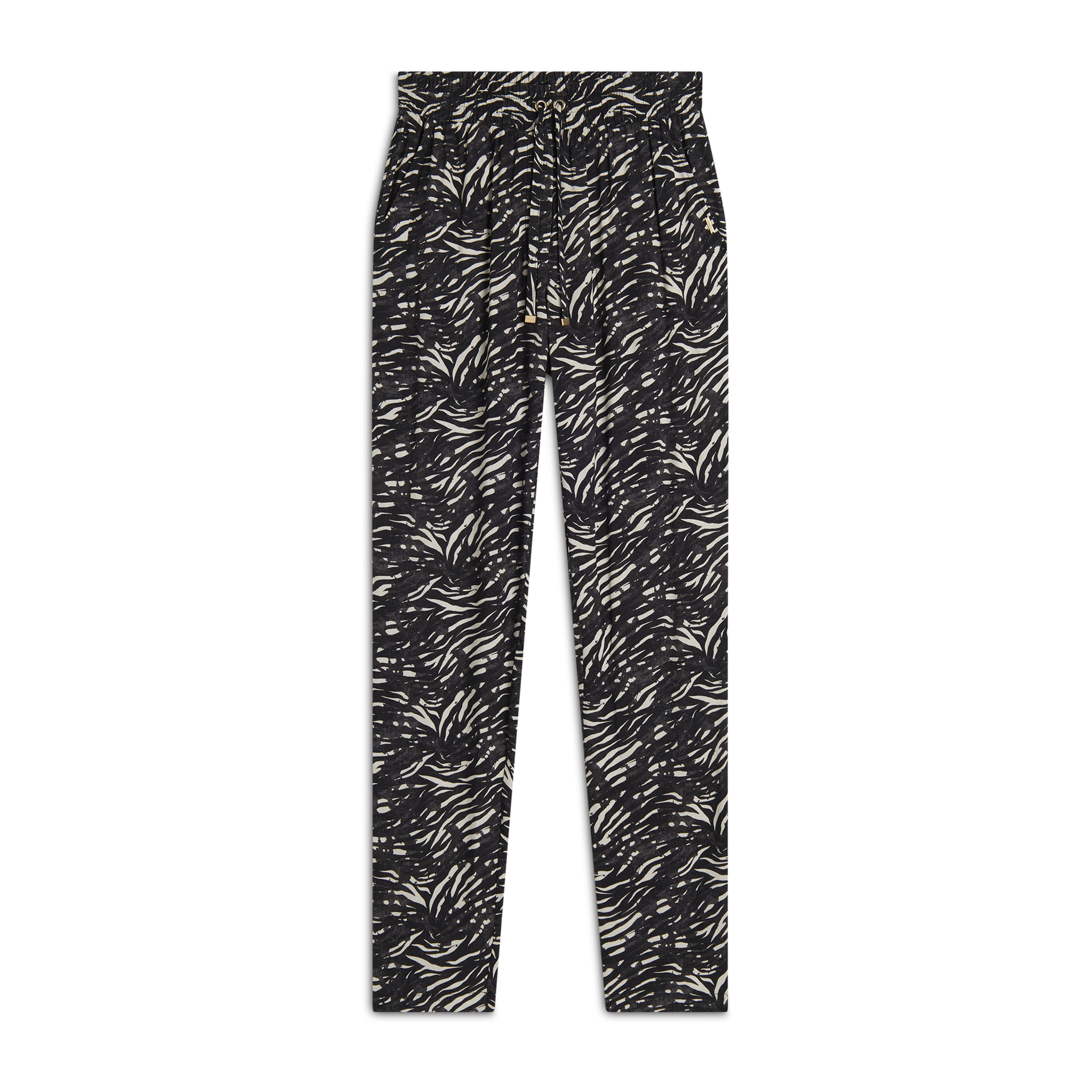 Pantaloni regular fit in viscosa animalier con gamba dritta