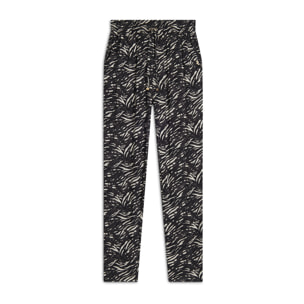 Pantaloni regular fit in viscosa animalier con gamba dritta