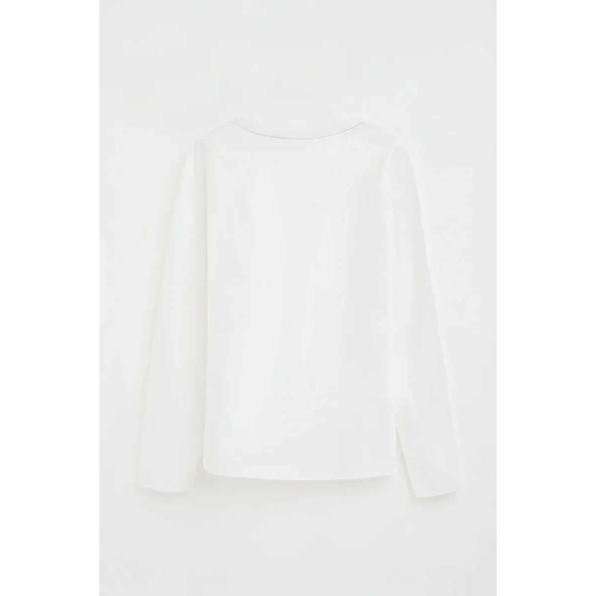 Camiseta blanca de manga larga y cuello pico con bordado Rigby Go