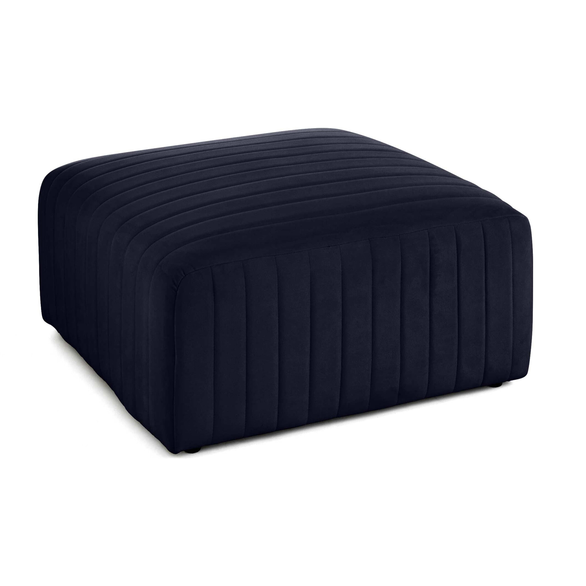 Nova - canapé modulable d'angle gauche - 5 places - avec pouf d'appoint - en velours - Bleu marine