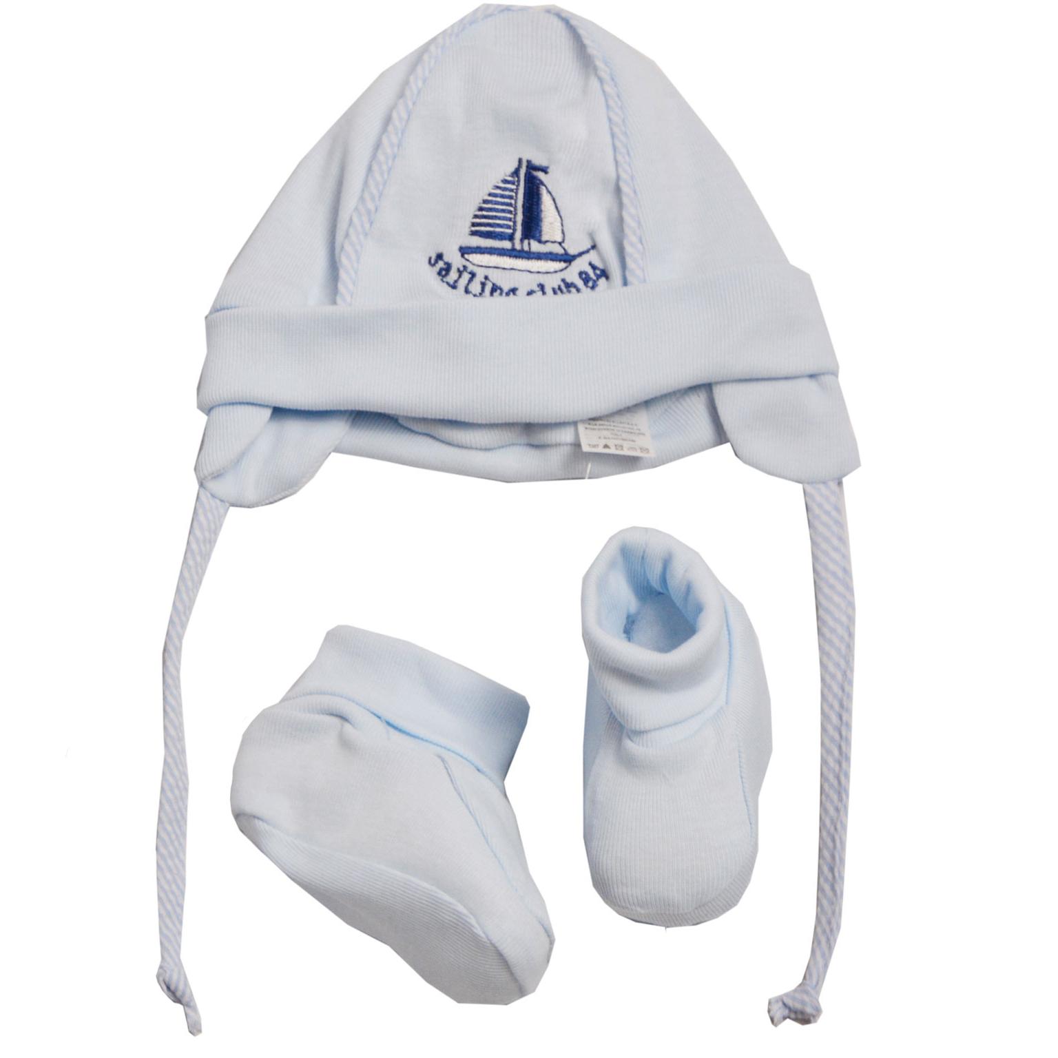 Ellepi Set Cappellino con paraorecchie e Scarpine in costina ricamata Azzurro Lui Ellepi Azzurro