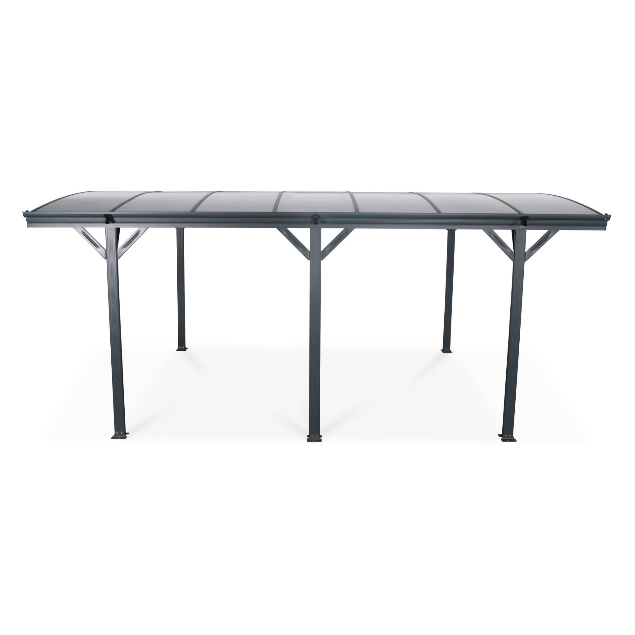 Carport de 15m² en aluminium anthracite et polycarbonate - Le Mans 5x3m - abri de voiture 500 x 300 x 220 cm