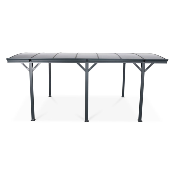 Carport de 15m² en aluminium anthracite et polycarbonate - Le Mans 5x3m - abri de voiture 500 x 300 x 220 cm