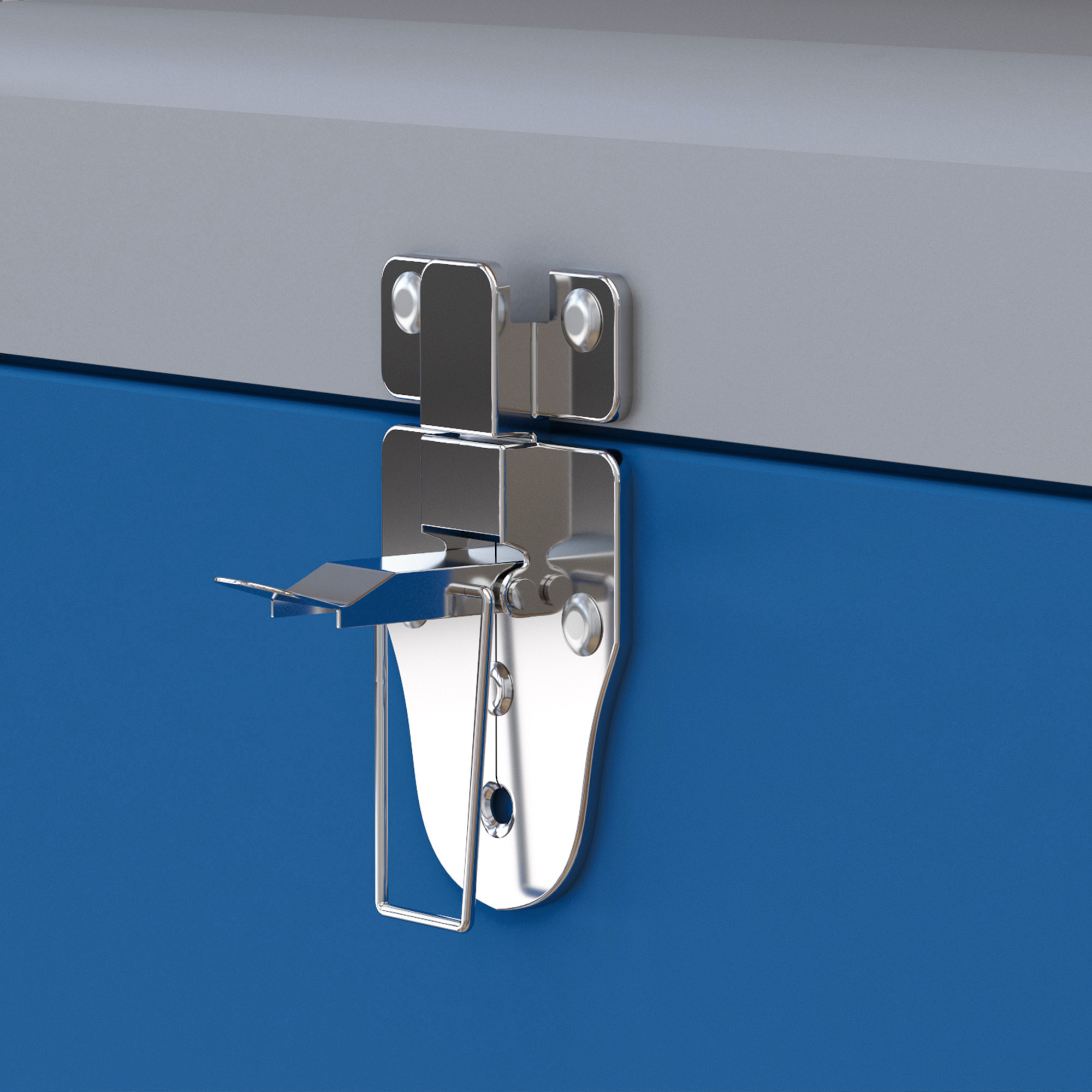 Caja de Herramientas Metálica Maletín de Herramientas 50x26x18,5 cm con Asas de Transporte Carga 20 kg Gris y Azul