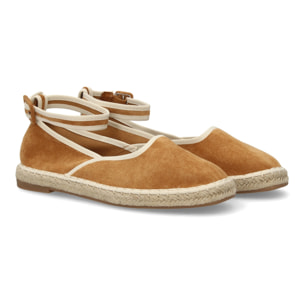 Alpargatas planas para mujer con cintas al tobillo
