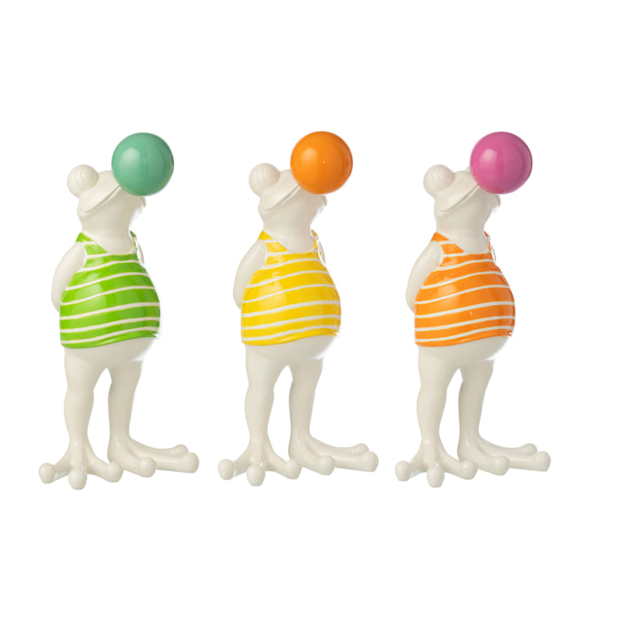 J-Line Grenouille Bulle décorative - polyrésine - multicolore - 3 pièces