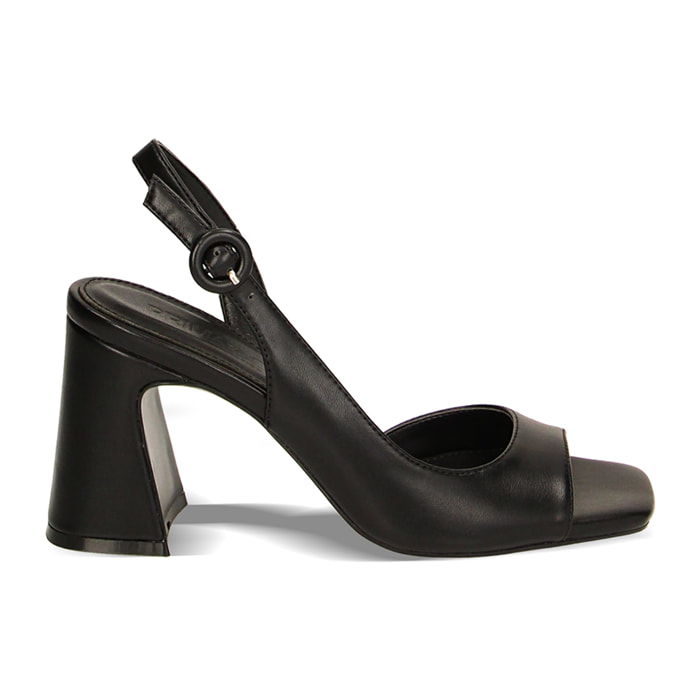 Sandali neri, tacco 8,2 cm