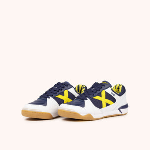 Zapatillas de fútbol sala para niños en azul marino, blanco y amarillo MUNICH ONE KID 78