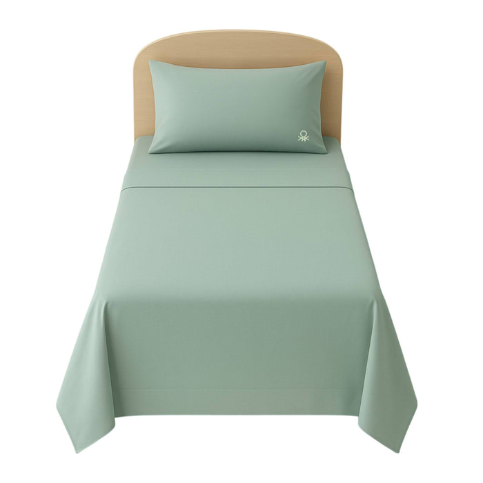 Set 3pzs sabana individual: sabana plana (160x290cm c/ dobladillo simple 5cm) + sabana bajera (90x200+25cm flap) + 1 funda de almohada (50x80cm) 100%