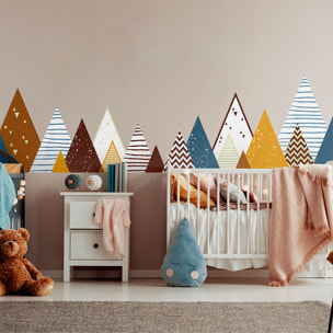 Stickers muraux enfants - Décoration chambre bébé - Autocollant Sticker mural géant enfant montagnes scandinaves ULRIKA