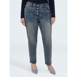 Fiorella Rubino - Jeans Barrell con puntos de luz coloridos - Light - blue