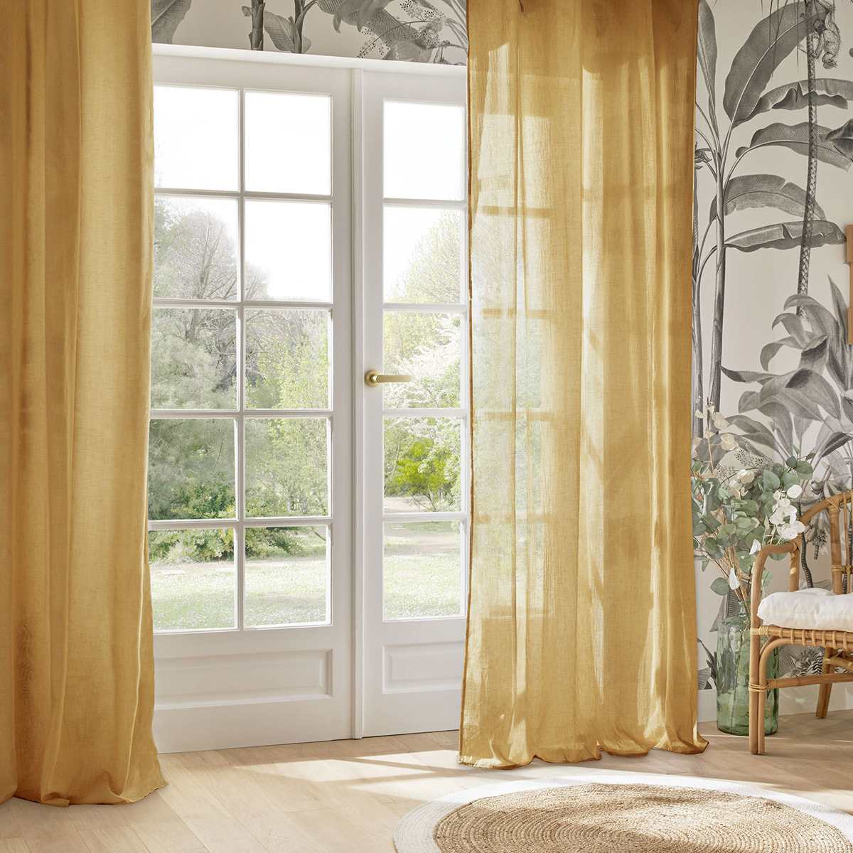 Voilage "Paxta" 135x240cm jaune cumin