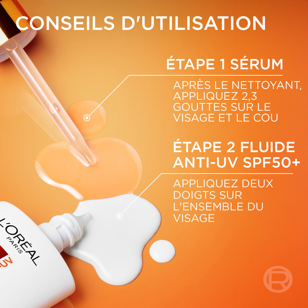 L’Oréal Paris Coffret deux produits Revitalift Clinical Sérum Teint Lumineux Vitamine C 30ml et Fluide Anti-UV FPS 50+ Vitamine