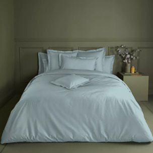 Drap plat percale de coton uni bleu La percale francaise bleu aqua