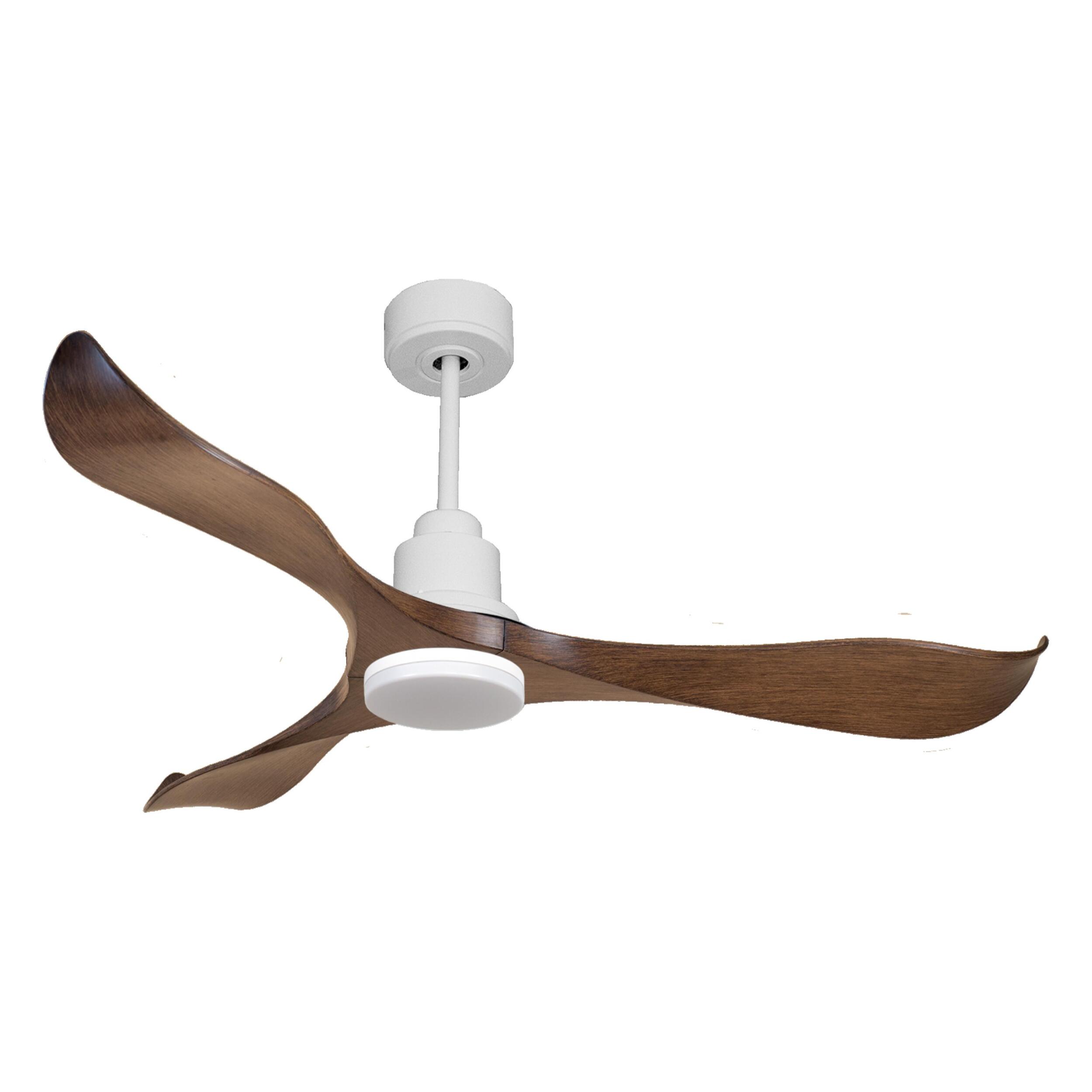 Ventilateur de plafond Réversible  Thermostat Dimmable Wifi Moteur à courant continu Toits en pente Télécommande Lumière à trois tons Adaptateur 2/3 Lames