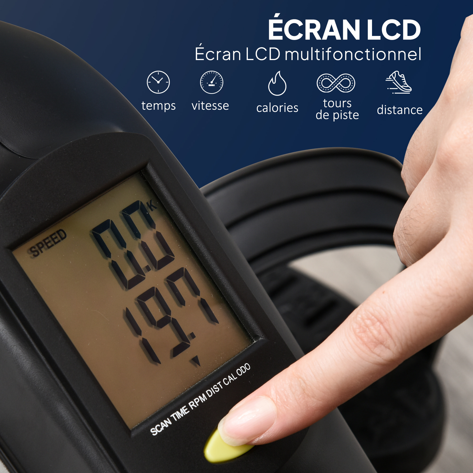 Mini vélo d'appartement 8 niveaux résistance magnétique écran LCD multifonction noir