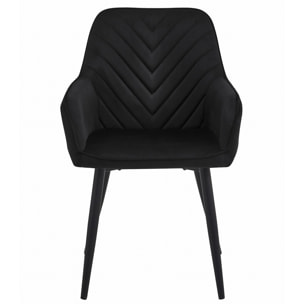 Sedia Nana in velluto nero con gambe in metallo