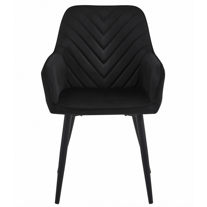 Sedia Nana in velluto nero con gambe in metallo