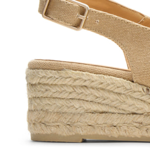 Alpargatas de cuña de mujer Dosalia en algodón acabado lavado, yute a tono