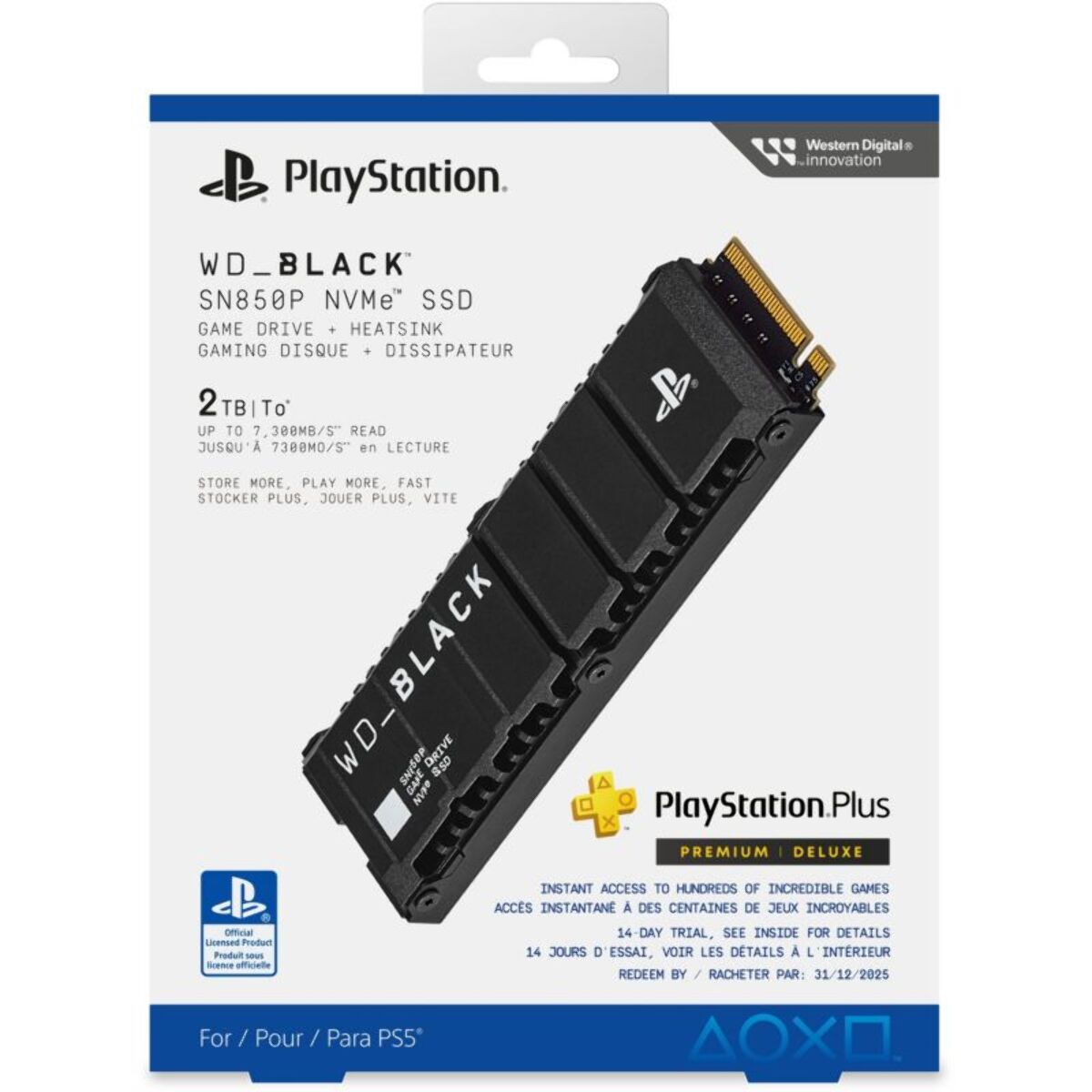 Disque dur SSD interne WESTERN DIGITAL BLACK SSD SN850P 2TB PS5