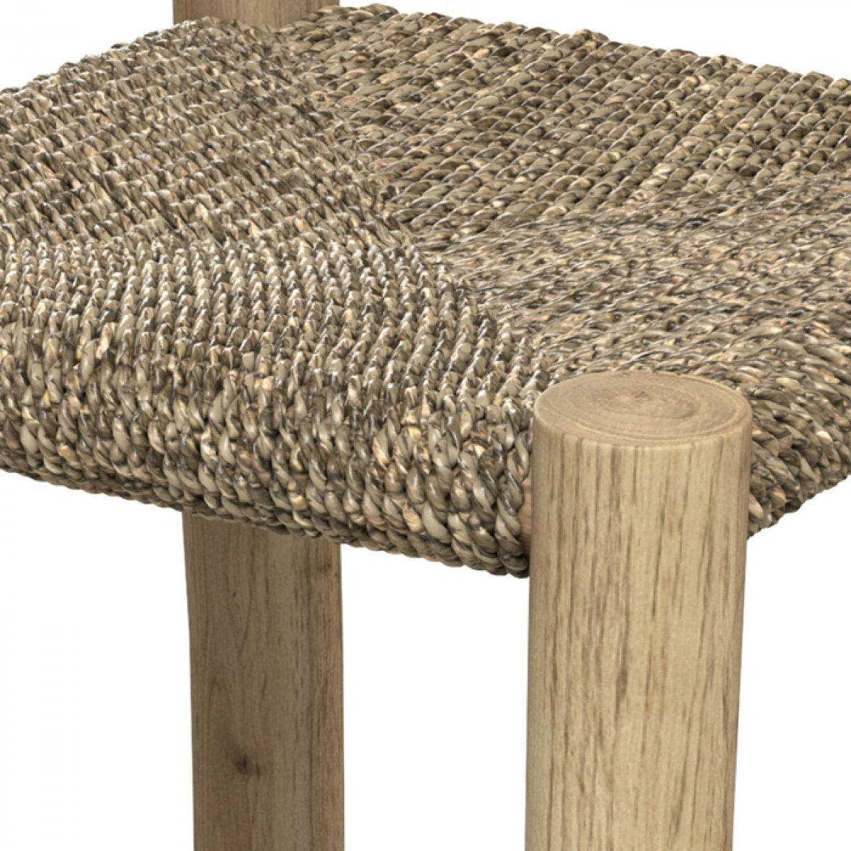 Tabouret pour îlot central 65 cm en jonc de mer et teck - Jovan