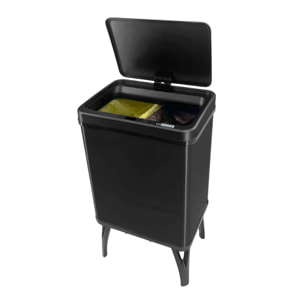 Well home - cubo de basura inteligente para reciclaje con apertura automática y contacto manual 15l+15l 35,5x26x60cm color negro