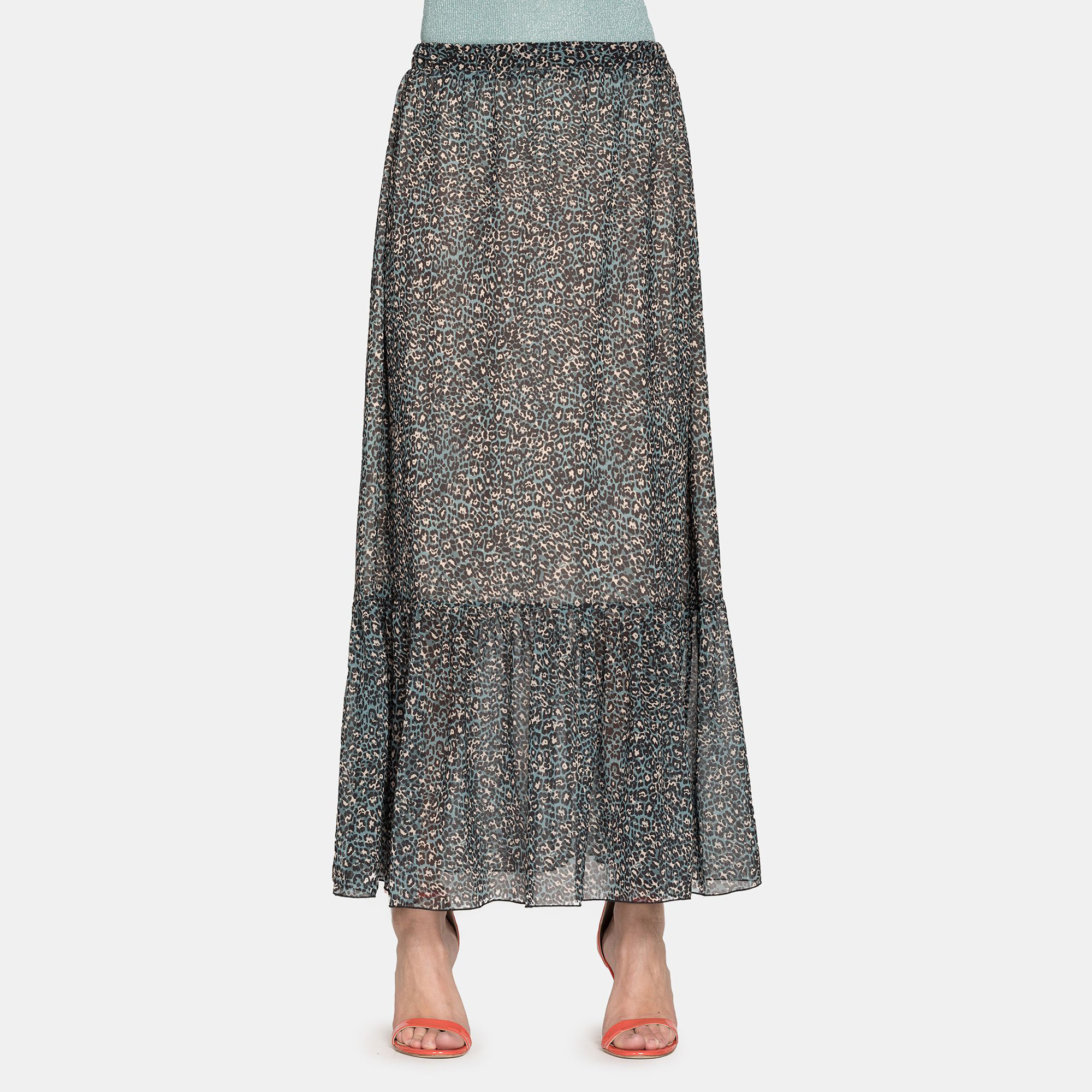 GONNA IN POLIESTERE STAMPATO. Vestibilità regolare.