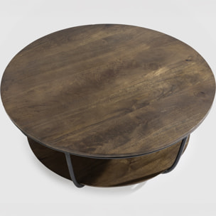 Table basse ronde en bois et métal - PANDORA