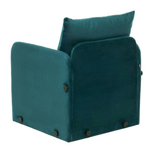 Fauteuil convertible velours bleu lagon couchage 200 cm ORURO