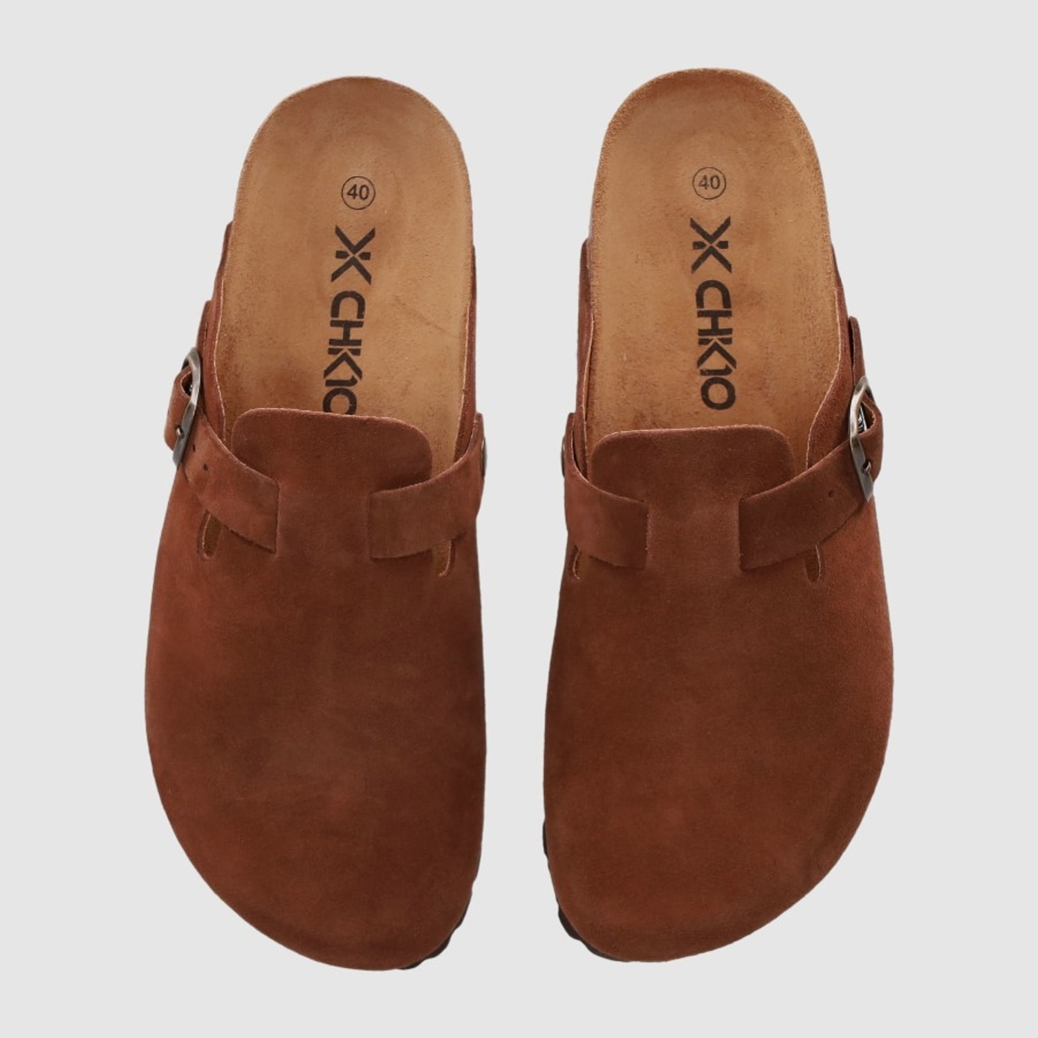 Slippers de Piel - Marron - Tacón: Bajo