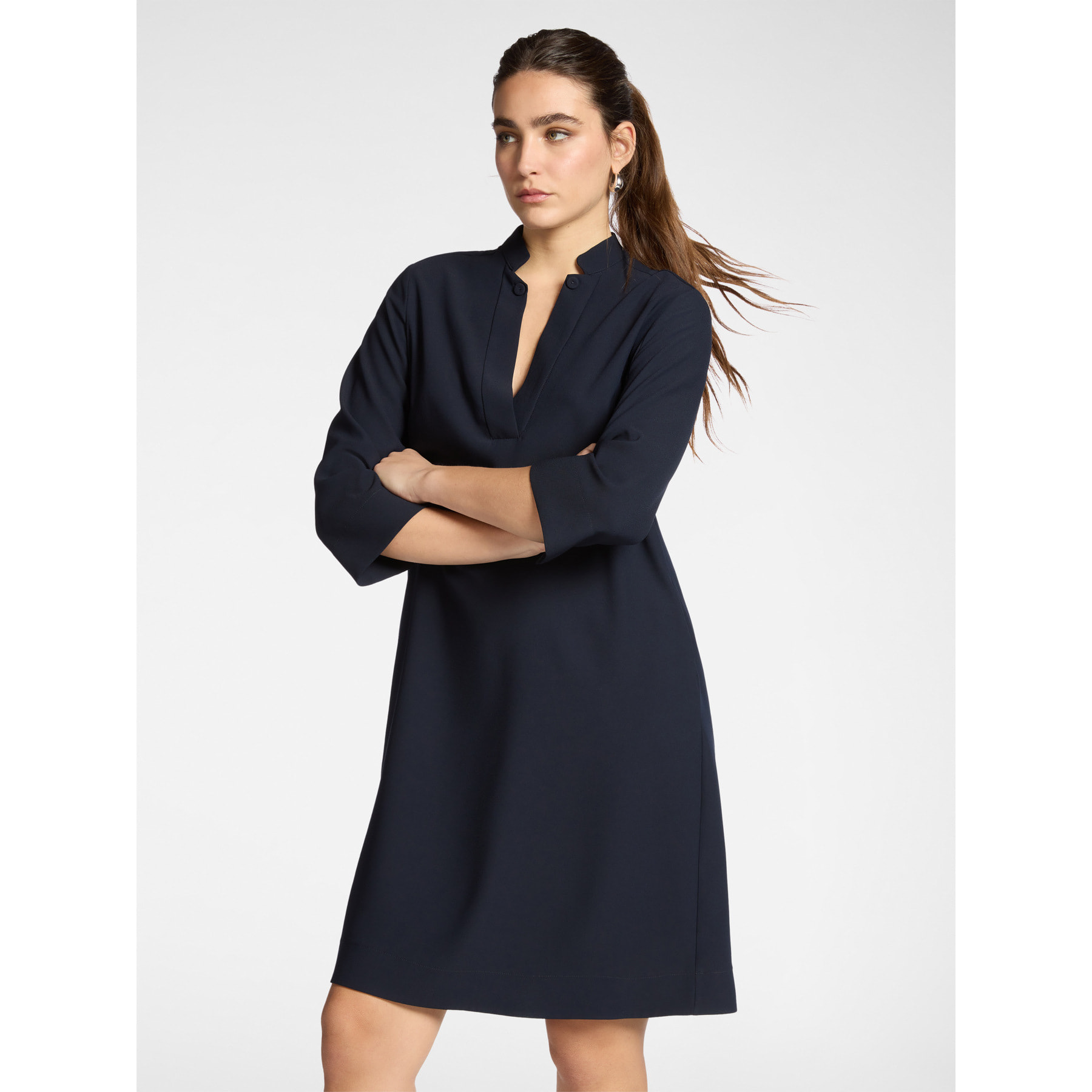 Elena Mirò - Abito in enver satin con scollo V - Blu
