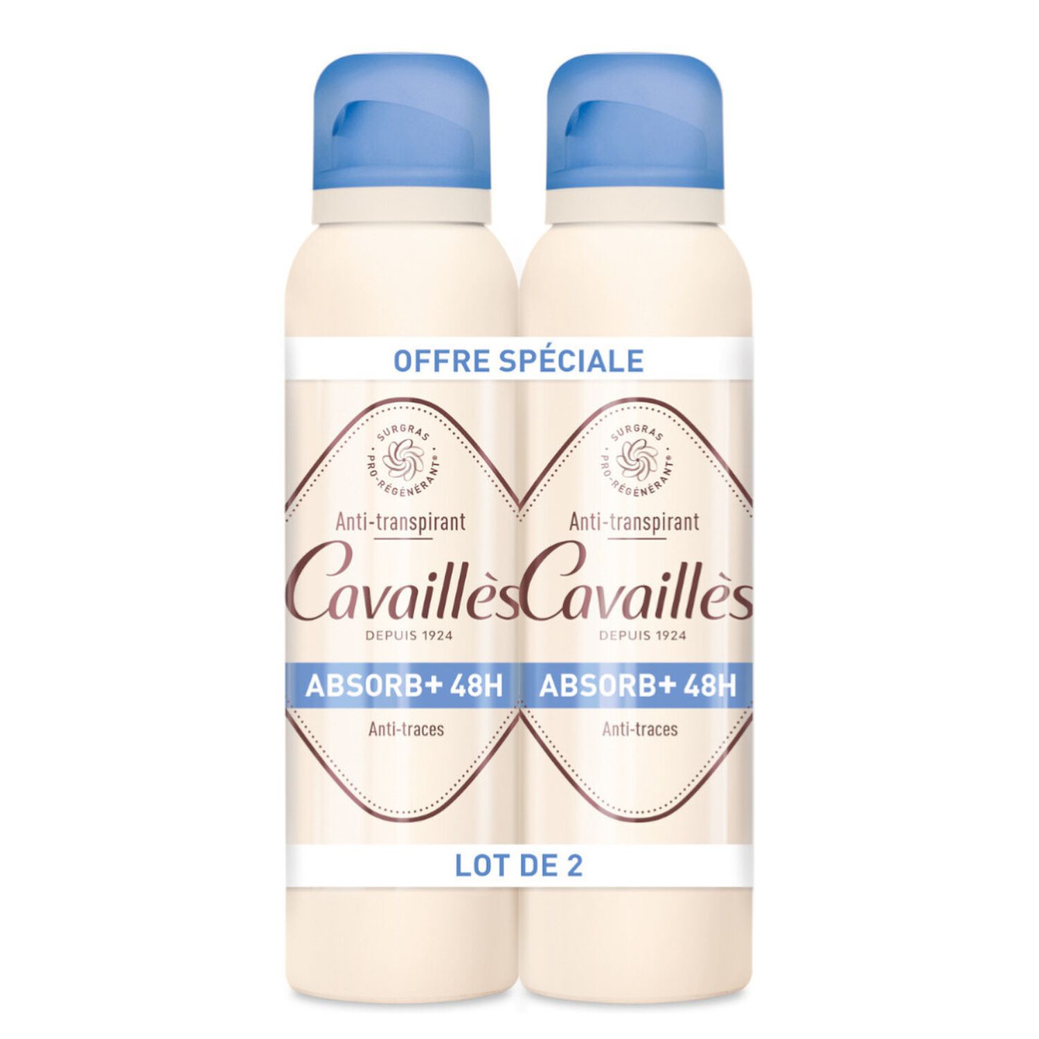 Absorb+ 48h - Déodorant Spray Anti-Traces 2x 150 ml