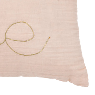 Coussin rectangulaire "Lili" en gaze de coton 50x30cm rose