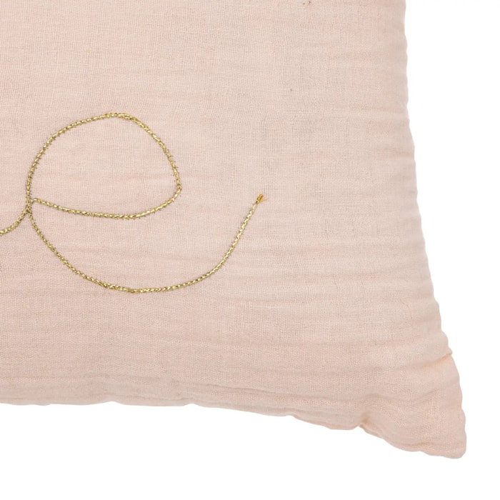 Coussin rectangulaire "Lili" en gaze de coton 50x30cm rose