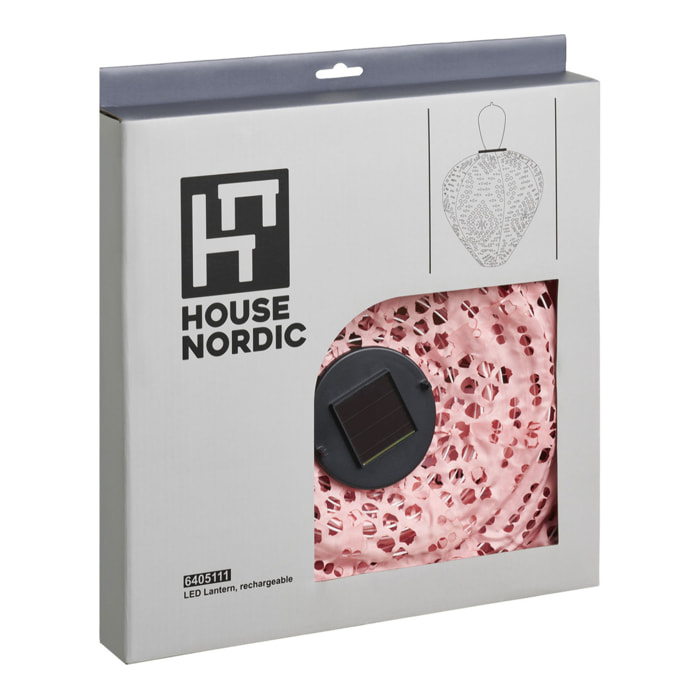 Greatham - Lanterna LED solare ricaricabile rosa ø30 cm