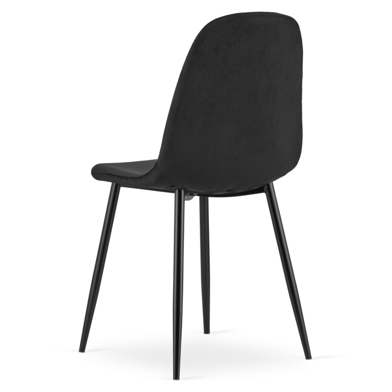 Sedia Padva in velluto nero con gambe in metallo