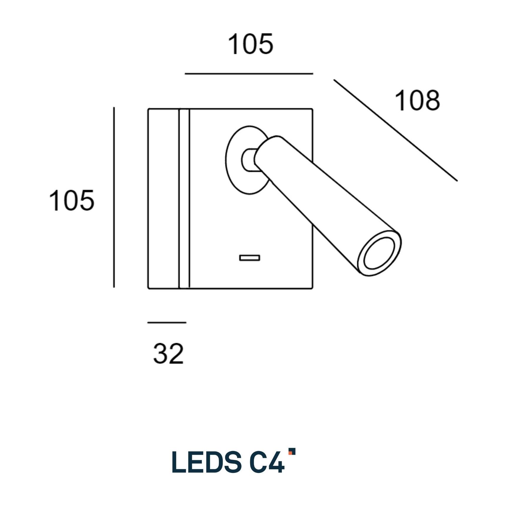 LEDS·C4 Luz de lectura gamma mix&match square led 2.2w 2700k gris urbano 137lm