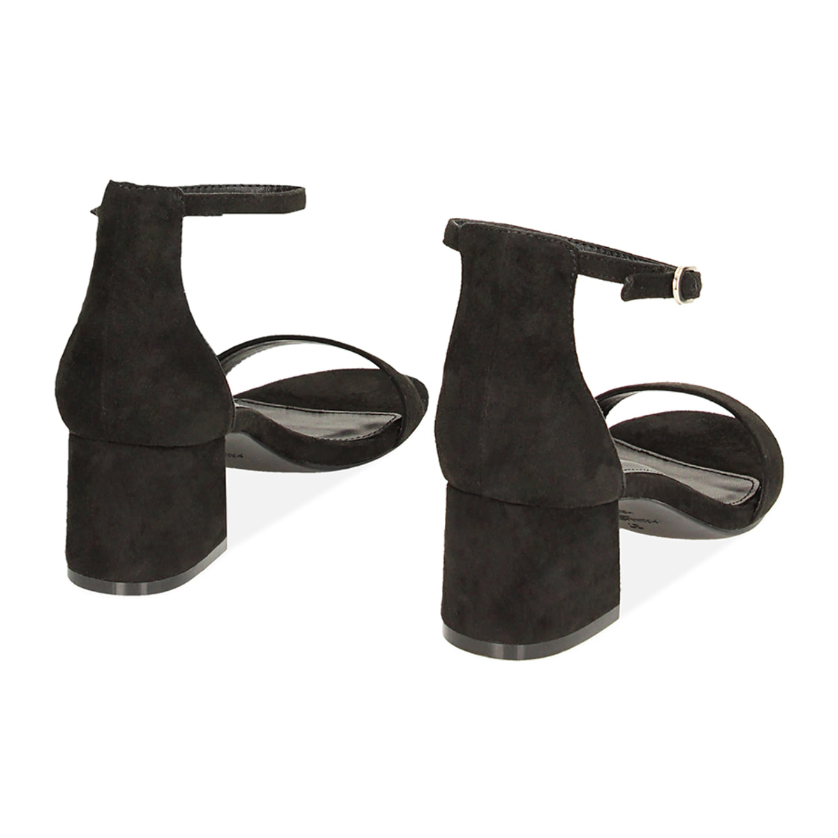 Sandalias con tacón negras de microfibra