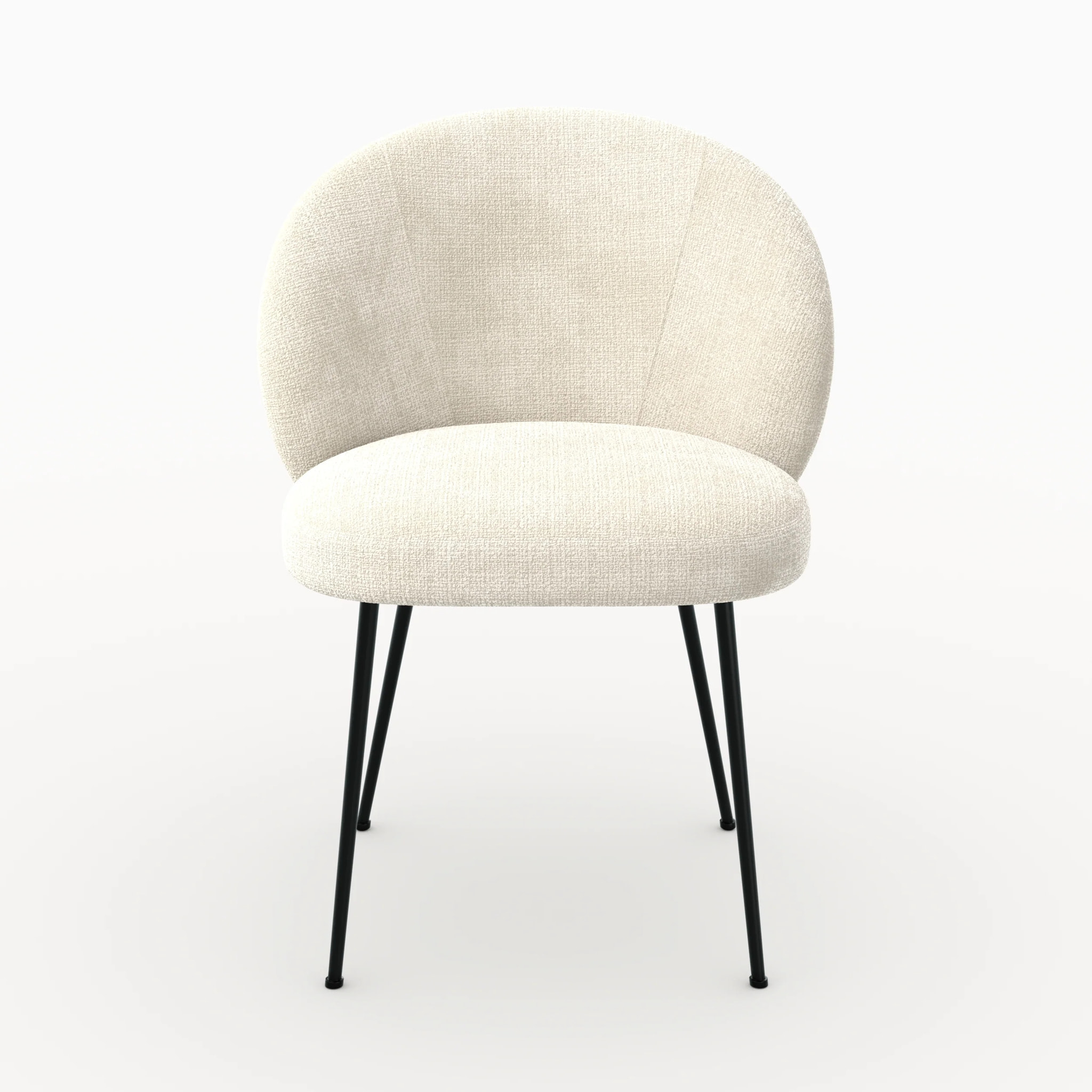 Chaise en velours chenillé écru et métal noir - Bloomy